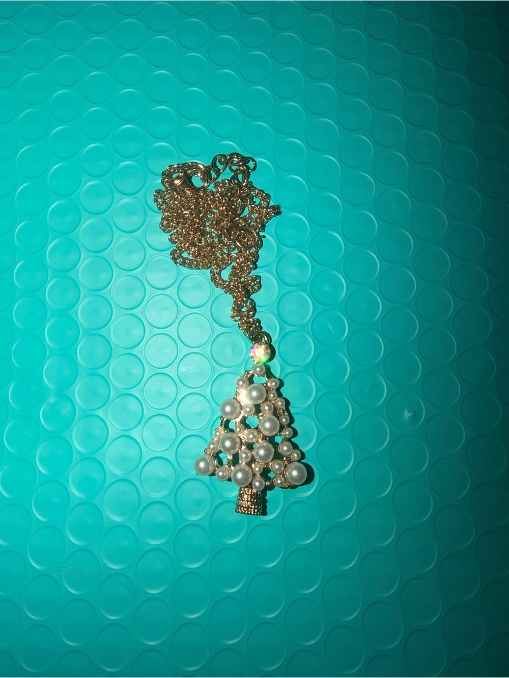 Accessorize Gold-Tone Pearl Christmas Tree Pendant Necklace